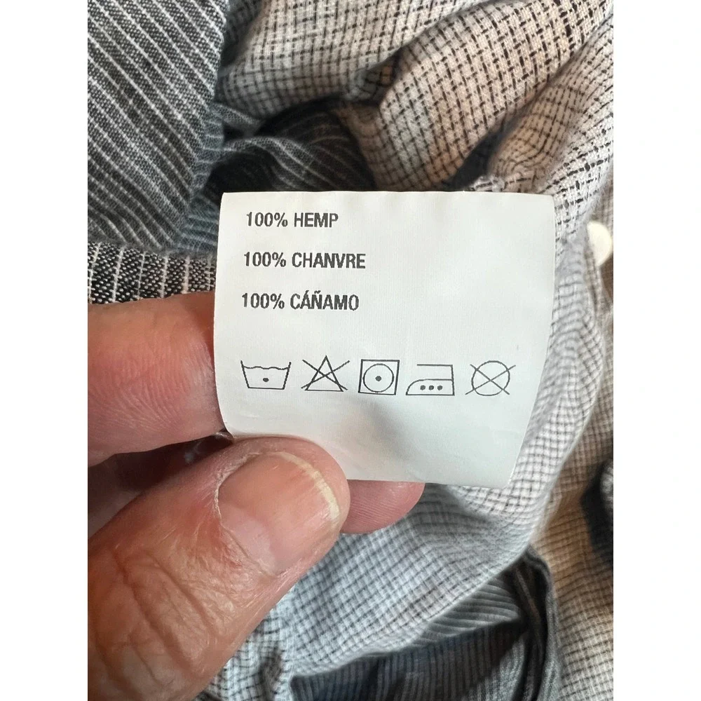 Crate & Barrel Aire Natural Hemp‎ Ink Black Reverse Grid Twin Duvet Cover